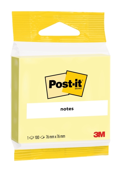 Blocco Post-It da 100 foglietti adesivi riposizionabili - Forma quadrata - 76x76 mm - Colore giallo chiaro