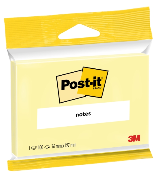 Blocco Post-It da 100 foglietti adesivi riposizionabili - 76x127 mm - 100% PEFC - Colore giallo chiaro Blocco Post-It da 100 foglietti adesivi riposizionabili - 76x127 mm - 100% PEFC - Colore giallo chiaro