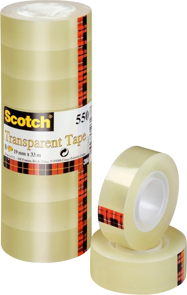 Scotch Confezione da 8 nastri adesivi - 19 mm x 33 m - Colore trasparente