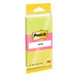 Confezione Post-It da 3 blocchi da 100 foglietti adesivi riposizionabili - Forma rettangolare - 38 x 51 mm - Colori assortiti