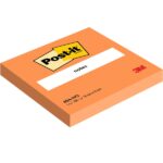 Confezione Post-It da 6 blocchi da 100 foglietti adesivi riposizionabili - Forma quadrata - 76x76 mm - Colore arancione - immagine 3
