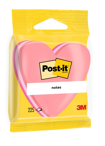 Blocco Post-It da 225 foglietti adesivi riposizionabili - Forma a cuore - 70x70 mm - Colore rosa Blocco Post-It da 225 foglietti adesivi riposizionabili - Forma a cuore - 70x70 mm - Colore rosa