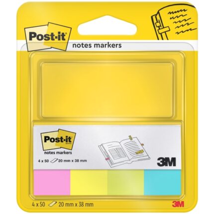 Post-It Confezione da 4 blocchi da 50 segnalibri riposizionabili - Forma rettangolare - Colori assortiti