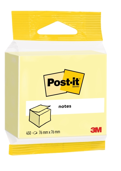 Post-It Cubo da 450 foglietti adesivi riposizionabili - Forma quadrata - 76x76 mm - Colore giallo chiaro