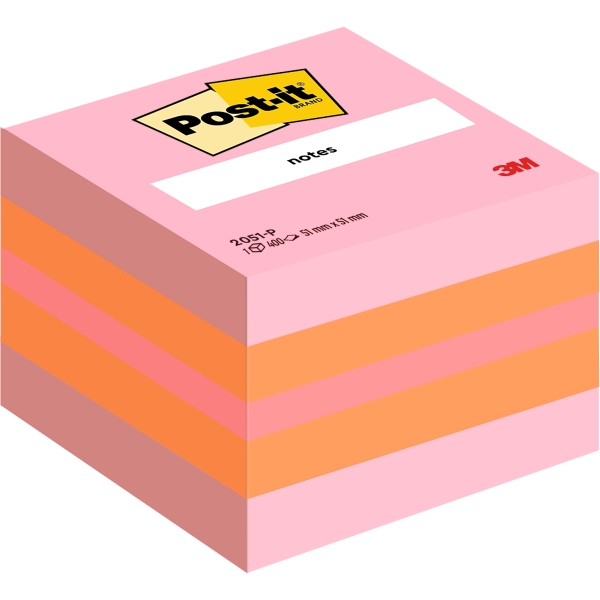 Post-It Cubo da 400 foglietti adesivi riposizionabili - Forma quadrata - 51x51 mm - Colori assortiti