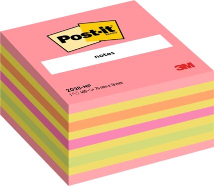 Post-It Cubo da 450 foglietti adesivi riposizionabili - Forma quadrata - 76x76 mm - Colori assortiti