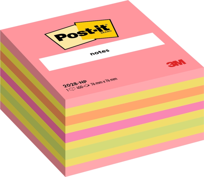 Post-It Cubo da 450 foglietti adesivi riposizionabili - Forma quadrata - 76x76 mm - Colori assortiti