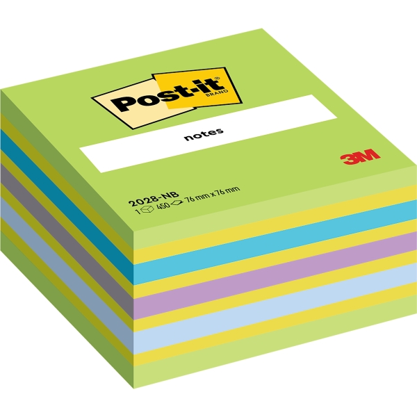 Post-It Cubo da 450 foglietti adesivi riposizionabili - Forma quadrata - 76x76 mm - Colori assortiti