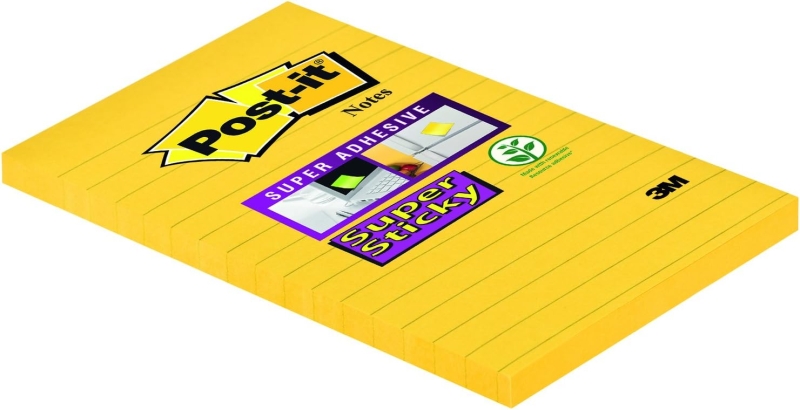 Post-It Super Sticky Blocco da 75 foglietti adesivi riposizionabili - Forma rettangolare - 101x152 mm - Colore giallo ultra