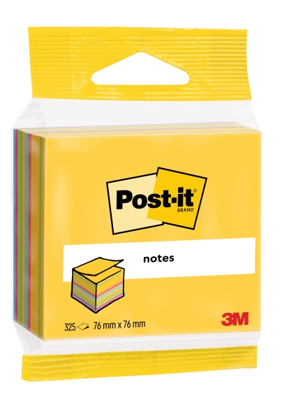 Post-It Cubo da 325 foglietti adesivi riposizionabili - Forma quadrata - Colori assortiti