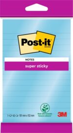 Post-It Super Sticky Blocco da 90 foglietti adesivi riposizionabili grandi - a righe - 102x152 mm - Colore blu - immagine 2