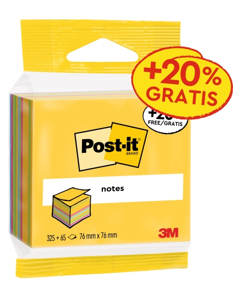 Post-It Cubo da 390 foglietti adesivi riposizionabili - Forma quadrata - 76x76 mm - Colori assortiti Post-It Cubo da 390 foglietti adesivi riposizionabili - Forma quadrata - 76x76 mm - Colori assortiti
