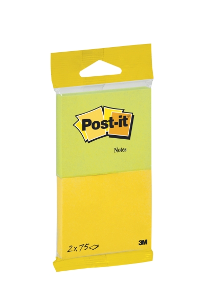 Confezione Post-It da 2 blocchi da 75 foglietti adesivi riposizionabili - Forma rettangolare - 635x762 mm - Colori assortiti