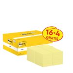 Post-It Confezione da 20 blocchi da 100 foglietti adesivi riposizionabili 38x51 mm - Forma rettangolare - Colore giallo chiaro