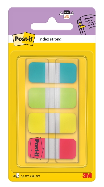 Dispenser Post-It Index con 40 segnalibri riposizionabili - Forma rettangolare - Colori assortiti