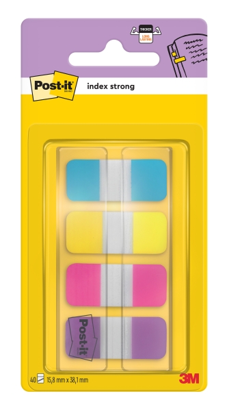 Dispenser Post-It Index con 40 segnalibri riposizionabili - Forma rettangolare - Colori assortiti