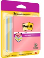 Post-It Super Sticky Cubo da 400 foglietti adesivi riposizionabili - Colori arcobaleno - 76x76 mm - Colori assortiti