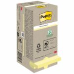Confezione Post-It da 16 blocchi da 100 foglietti adesivi riciclati - Forma quadrata - 76x76 mm - Colore giallo chiaro