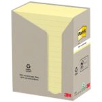 Confezione Post-It da 16 blocchi da 100 foglietti adesivi riciclati - Forma rettangolare - 76x127 mm - Colore giallo chiaro