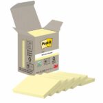 Post-It Confezione da 6 blocchi da 100 foglietti adesivi riciclati - Forma rettangolare - 51x38 mm - Colore giallo chiaro