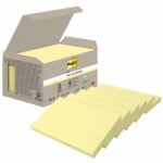 Post-It Confezione da 6 blocchi da 100 foglietti adesivi riciclati - Forma rettangolare - 76x127 mm - Colore giallo chiaro