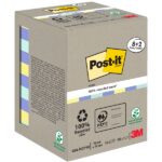 Post-It Confezione da 10 blocchi da 100 foglietti adesivi riciclati - Forma quadrata - 76x76 mm - Colori assortiti