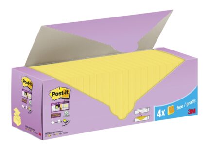 Post-It Super Sticky Confezione da 24 blocchi con 90 Z-Note adesive riposizionabili - 76x76 mm - Promozione 20 blocchi + 4 in omaggio - Colore giallo chiaro
