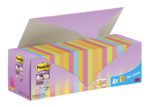 Post-It Super Sticky Confezione da 24 blocchi da 90 foglietti adesivi riposizionabili - Forma quadrata - 76x76 mm - a zig-zag - Colori assortiti