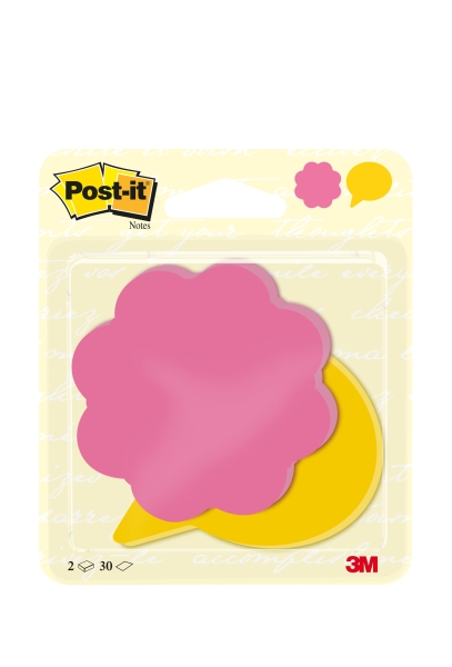 Confezione Post-It da 2 blocchi da 30 foglietti con forma fustellata a fiore - 72