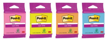 Post-It Super Sticky Blocco da 45 foglietti adesivi riposizionabili - Forma quadrata - 76x76 mm - Colori assortiti