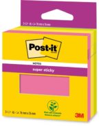 Post-It Super Sticky Confezione da 3 blocchi da 45 foglietti adesivi riposizionabili - 76x76 mm - 100% PEFC - Colori assortiti