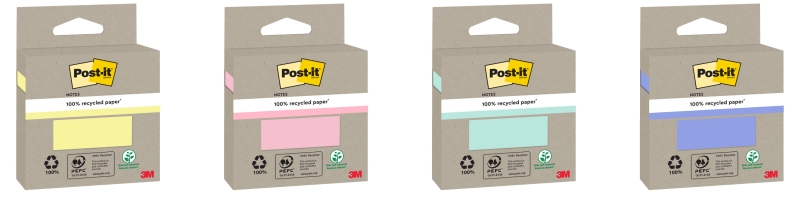 Blocco Post-It da 100 foglietti adesivi riciclati - Forma quadrata - Colori assortiti casuali Blocco Post-It da 100 foglietti adesivi riciclati - Forma quadrata - Colori assortiti casuali