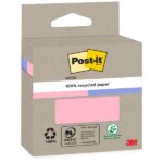 Confezione Post-It da 2 blocchi da 100 foglietti adesivi riciclati - Forma quadrata - Colori assortiti