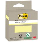 Post-It Confezione da 2 blocchi da 100 foglietti adesivi riciclati - Forma quadrata - Colore giallo chiaro