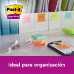 Post-It Super Sticky Confezione da 6 blocchi da 90 foglietti adesivi riposizionabili - Forma quadrata - 76x76 mm - a zig-zag - Colori assortiti - immagine 4