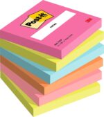 Post-It Confezione da 6 blocchi da 100 foglietti adesivi riposizionabili - Forma quadrata - 76x76 mm - Colori assortiti