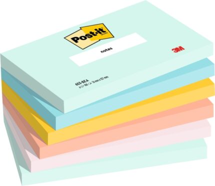 Post-It Confezione da 6 blocchi da 100 foglietti adesivi riposizionabili - Forma rettangolare - 76x127 mm - Colori assortiti