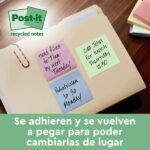 Confezione Post-It da 6 blocchi da 100 foglietti adesivi riciclati - Forma quadrata - 76x76 mm - Colori assortiti - immagine 3