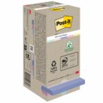 Post-It Confezione da 16 blocchi da 100 foglietti adesivi riciclati - Forma quadrata - 76x76 mm - Colori assortiti