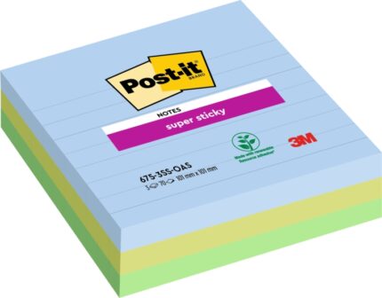 Post-It Super Sticky Confezione da 3 blocchi da 70 foglietti adesivi riposizionabili - Forma quadrata - 101x101 mm - Colori assortiti