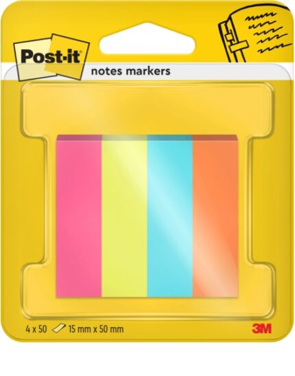 Post-It Confezione da 4 blocchi da 50 segnalibri riposizionabili - Forma rettangolare - Colori assortiti
