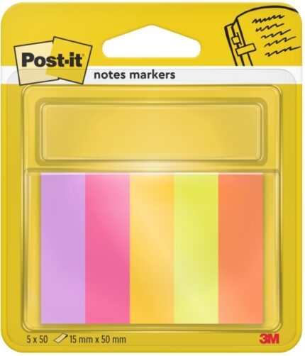 Confezione Post-It da 5 blocchi da 50 segnalibri riposizionabili - Forma rettangolare - Colori assortiti
