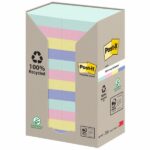 Confezione Post-It da 24 blocchi da 100 foglietti adesivi riciclati - Forma rettangolare - 51x51 mm - Colori assortiti
