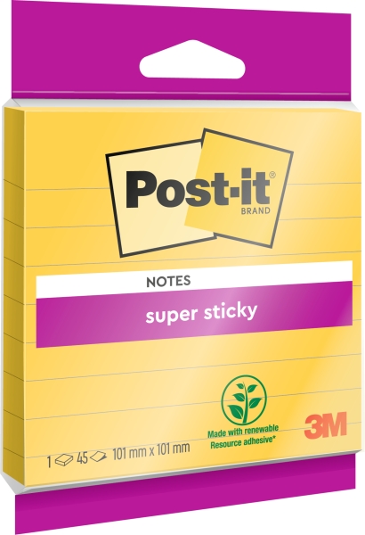 Post-It Super Sticky Blocco da 45 foglietti adesivi riposizionabili - Forma quadrata - 101x101 mm - Colore giallo