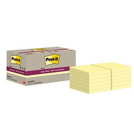Post-It Super Sticky Confezione da 12 blocchi da 70 foglietti adesivi riciclati - Forma quadrata - 47