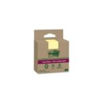 Post-It Super Sticky Confezione da 3 blocchi da 70 foglietti adesivi riciclati - Forma quadrata - 76x76 mm - Colore giallo chiaro