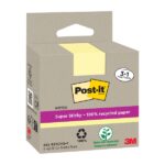 Post-It Super Sticky Confezione da 4 blocchi da 70 foglietti adesivi riciclati - Forma quadrata - 76x76 mm - Colore giallo chiaro