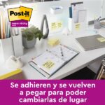 Post-It Super Sticky Confezione da 4 blocchi da 70 foglietti adesivi riciclati - Forma quadrata - 76x76 mm - Colore giallo chiaro - immagine 4