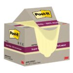 Post-It Super Sticky Confezione da 12 blocchi da 70 foglietti adesivi riciclati - Forma quadrata - 76x76 mm - Colore giallo chiaro - immagine 5