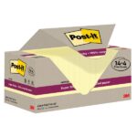 Post-It Super Sticky Confezione da 18 blocchi da 70 foglietti adesivi riciclati - Forma quadrata - 76x76 mm - Colore giallo chiaro - immagine 2